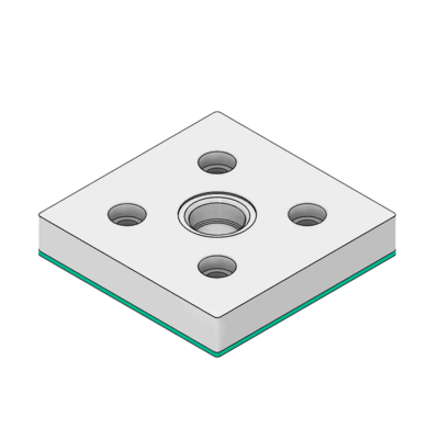 MODULAR SOLUTIONS PNEUMATIC PLATE 90MM X 90MM WITH GASKET 1/2" NPT THREADED CENTER THRU HOLE